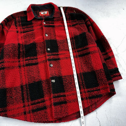 True Grit VTG 80s Made in USA Fleece Jacket Shirt Jacket Plaid Flannel Buffalo