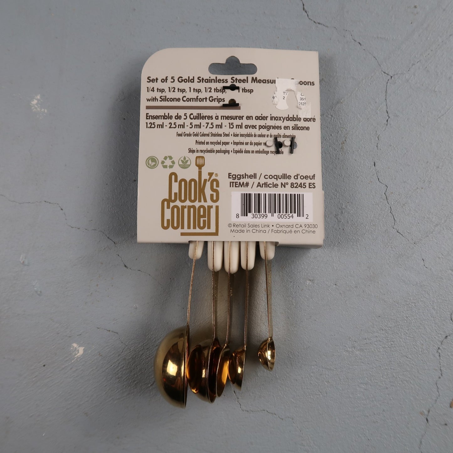 NWT 5pc Set Of Cook's Corner Gold Stainless Steel Measuring Cups Small Kitchen