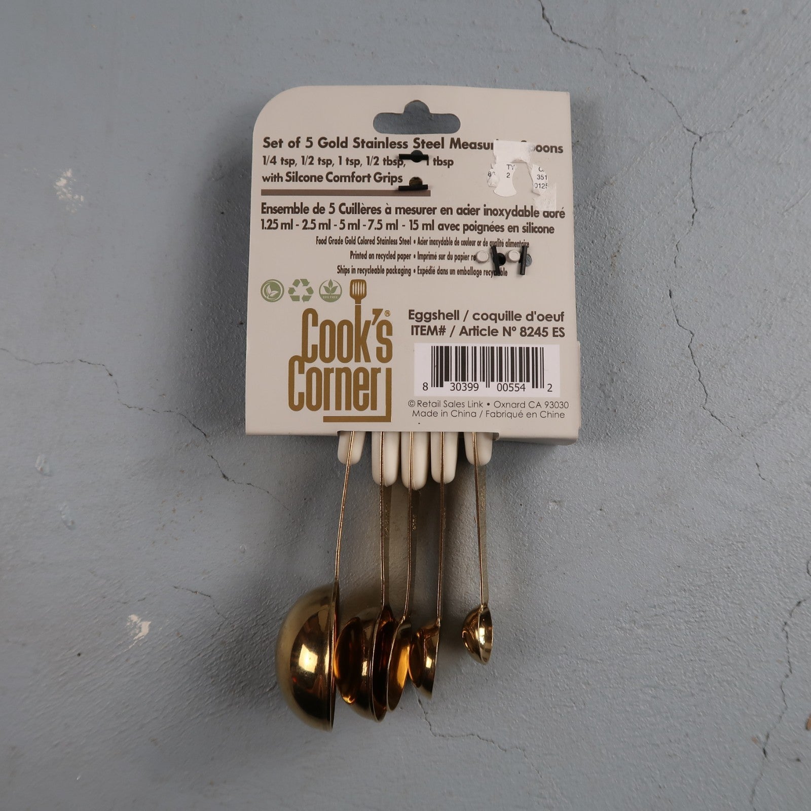 NWT 5pc Set Of Cook's Corner Gold Stainless Steel Measuring Cups Small Kitchen