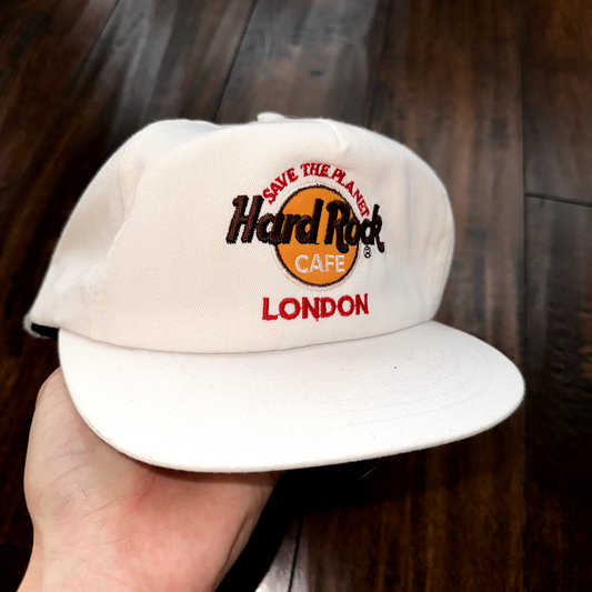 Hard Rock Cafe London Save The Planet White Adjustable Strapback Hat Adult VTG