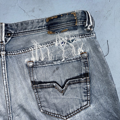 Diesel Larkee Bootcut Stretch Jeans Mens 36x30 Blue Straight 008M2 Whisker Italy