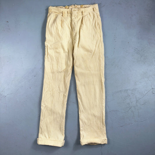1930s 1940s Pants Mens 27 Yellow Corduroy Chino Straight Pockets Palm Beach Suit