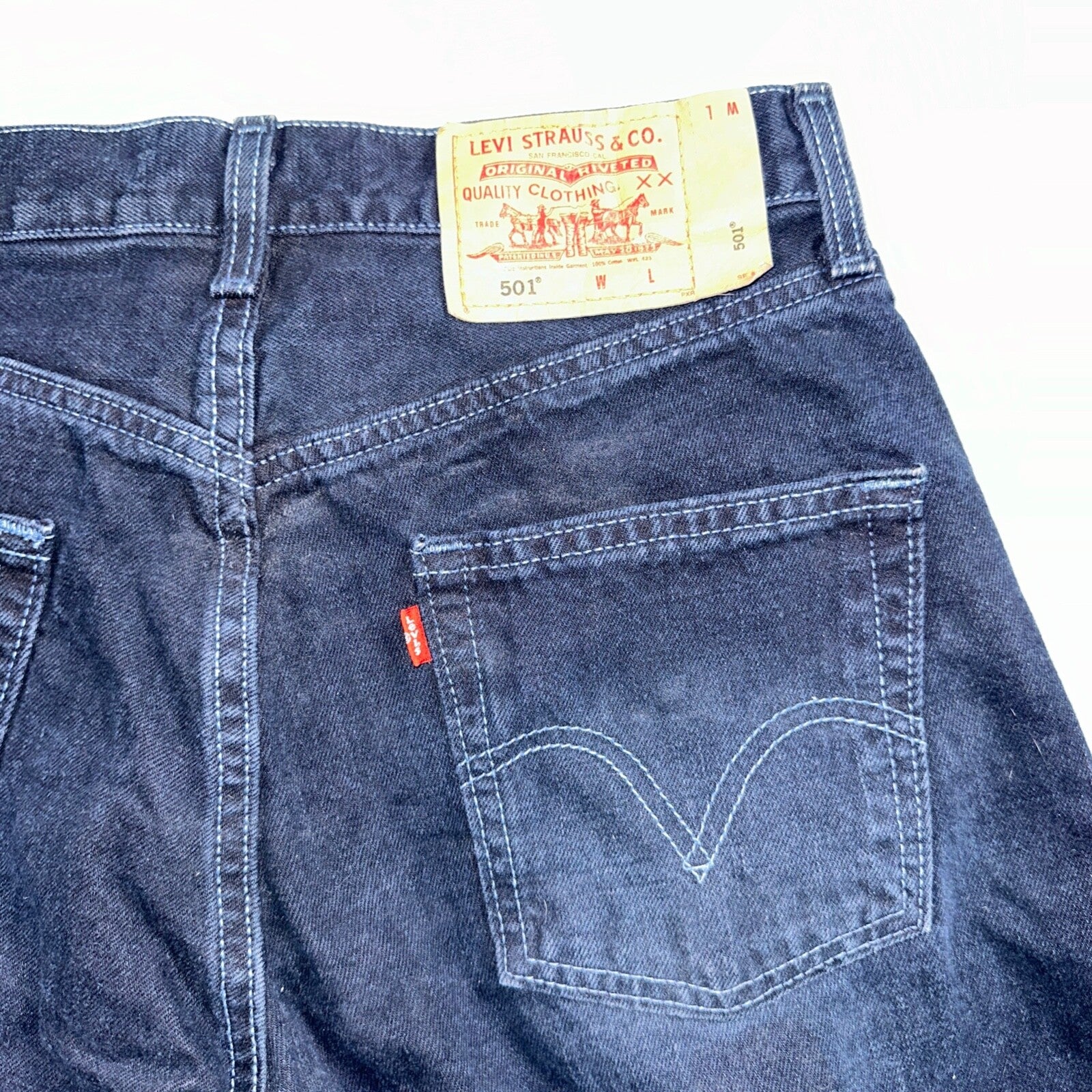 Levis 501 Vintage 90s Mexico Straight Leg Jeans 30x32 Y2K Dark Wash Act 29x31