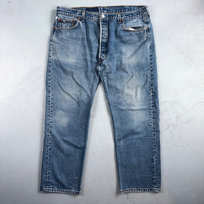 Levis 501 Vintage 90s USA XX Straight Leg Jeans Blue Med Wash 42x32 Act 38x27