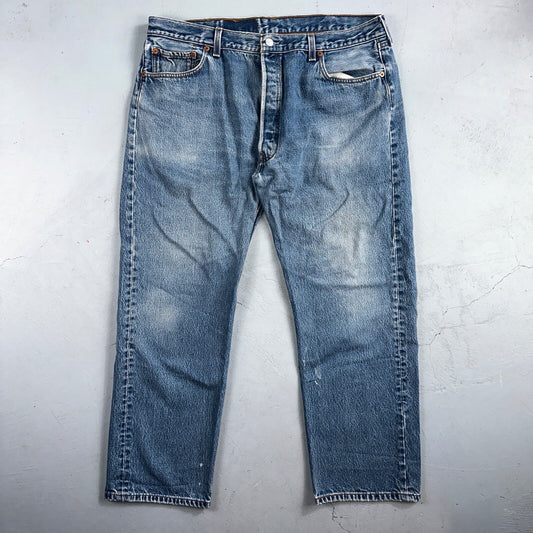 Levis 501 Vintage 90s USA XX Straight Leg Jeans Blue Med Wash 42x32 Act 38x27