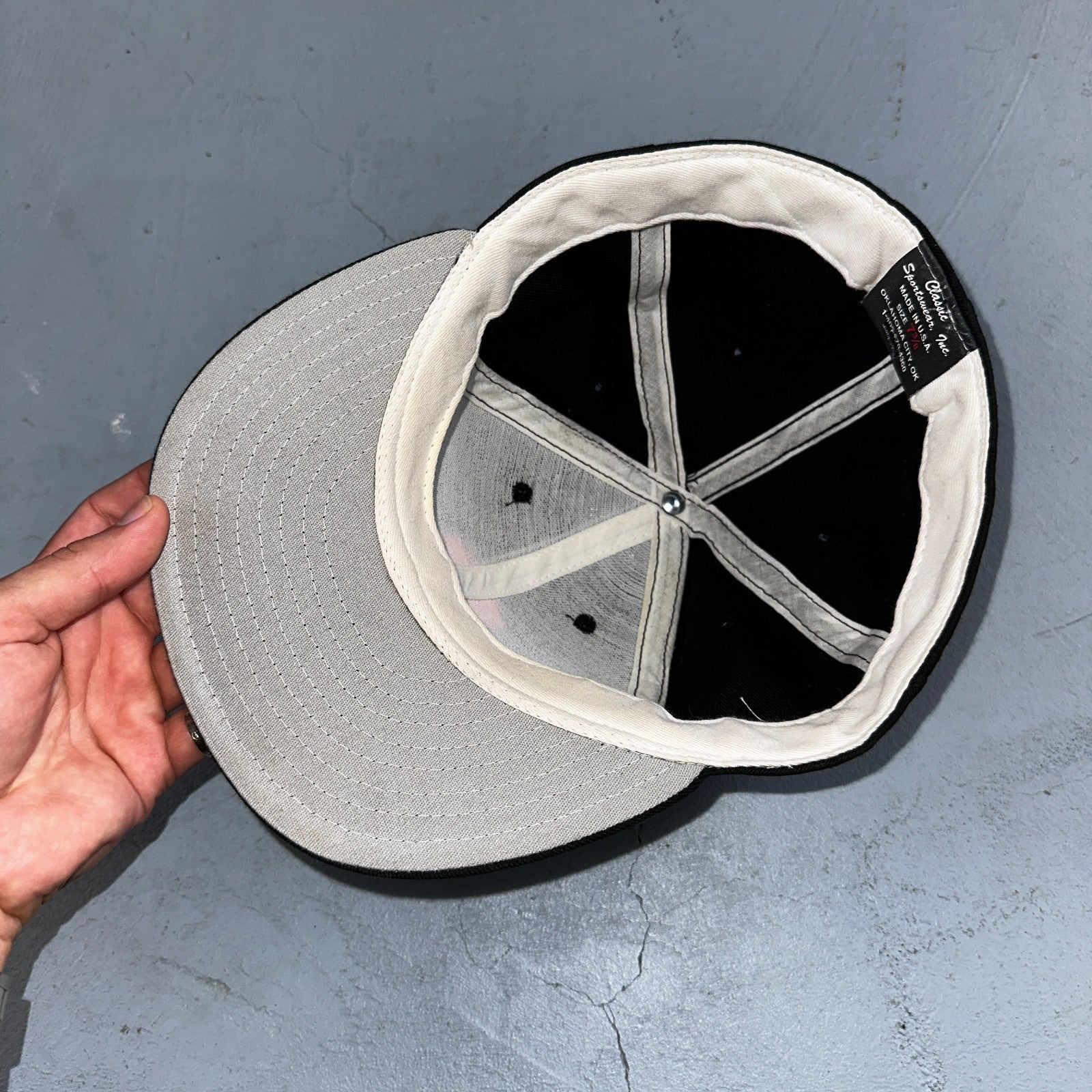 VTG Oregon State Beavers Hat Black Orange Fitted 7 3/8 USA Made OSU Classic Cap