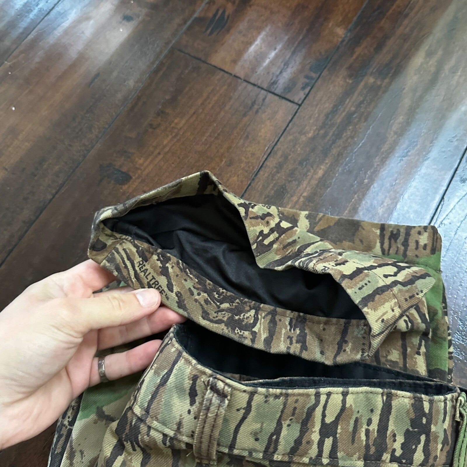 VTG 90s Cabela's Realtree Camo Fleece Pants Cargo Pocket 35x28 Made in the USA