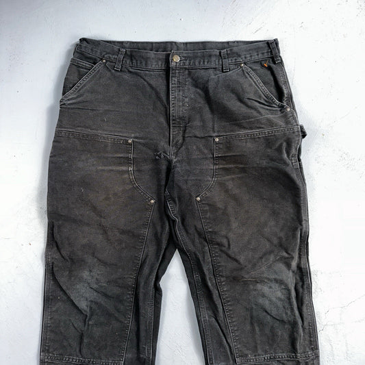 Carhartt VTG Double Knee Carpenter Pants Mexico B01 B136 BLK Black Act 40x32