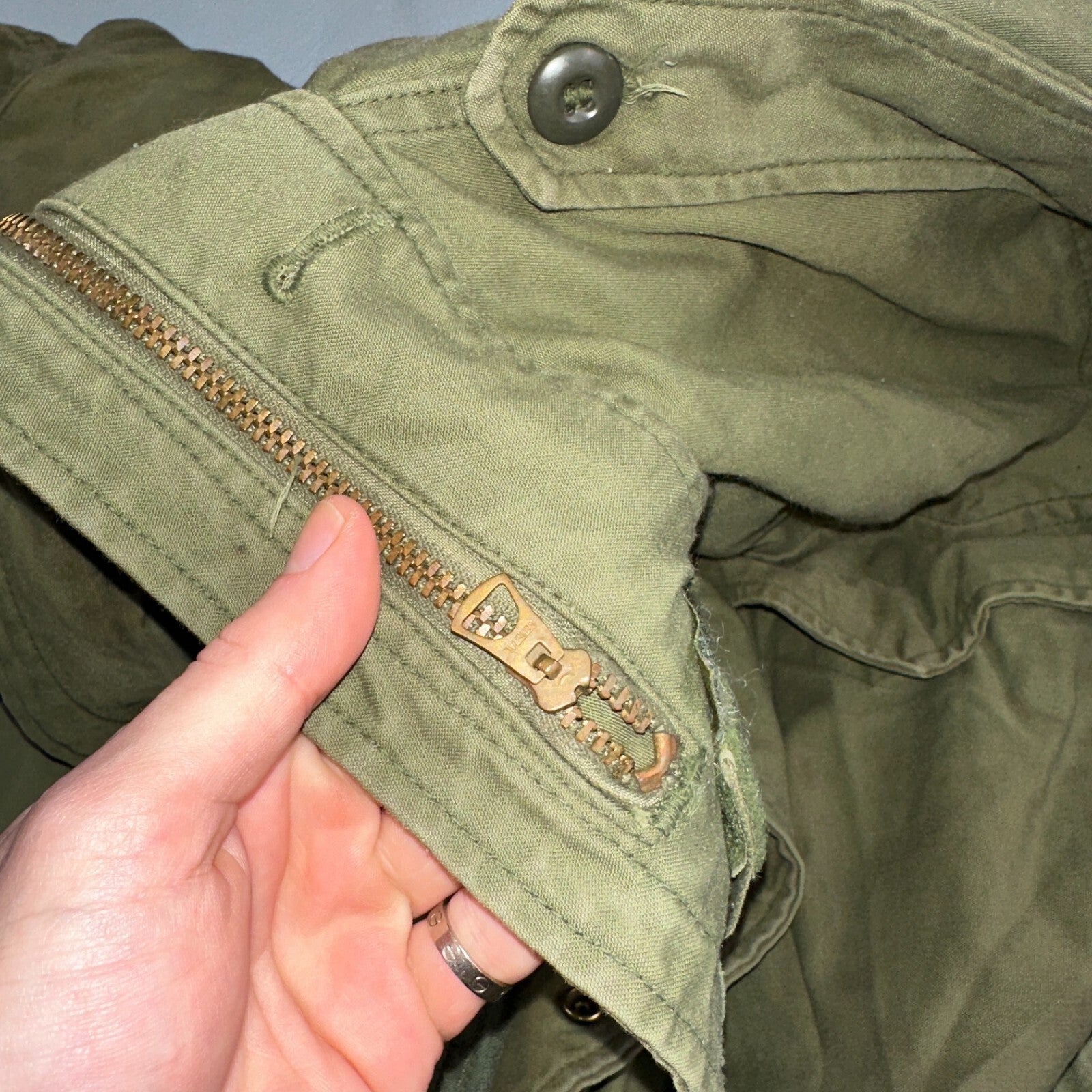 VTG US ARMY M-65 Field Jacket Coat Cold Weather Mans OG-107 Vietnam 70s Medium