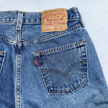 Levis 501 Vintage 90s Mexico XX Straight Leg Jeans 29x32 Y2K Med Wash Act 27x30