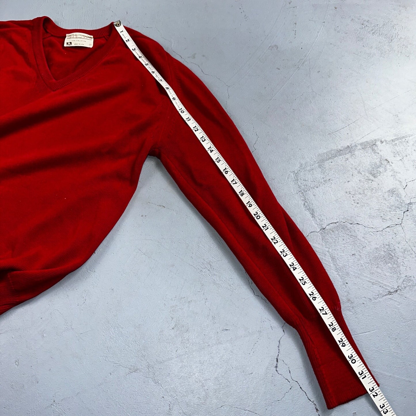 Lord Jeff VTG Medium M Pull Over Sweater Cotton Red USA 1970s 70s V Neck