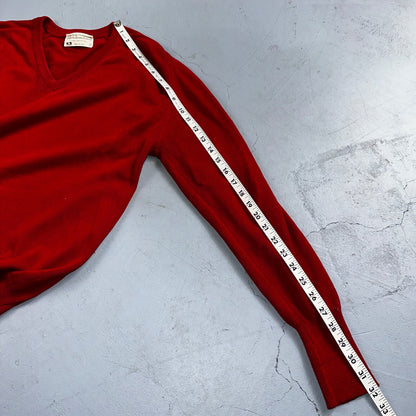 Lord Jeff VTG Medium M Pull Over Sweater Cotton Red USA 1970s 70s V Neck