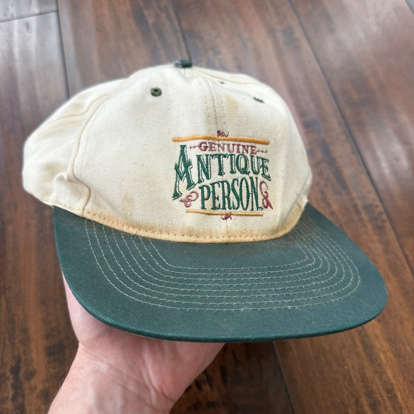 Antique Person BROKEN VTG Hat Cap Snapback Genuine Funny Humor Old Trash Hunt