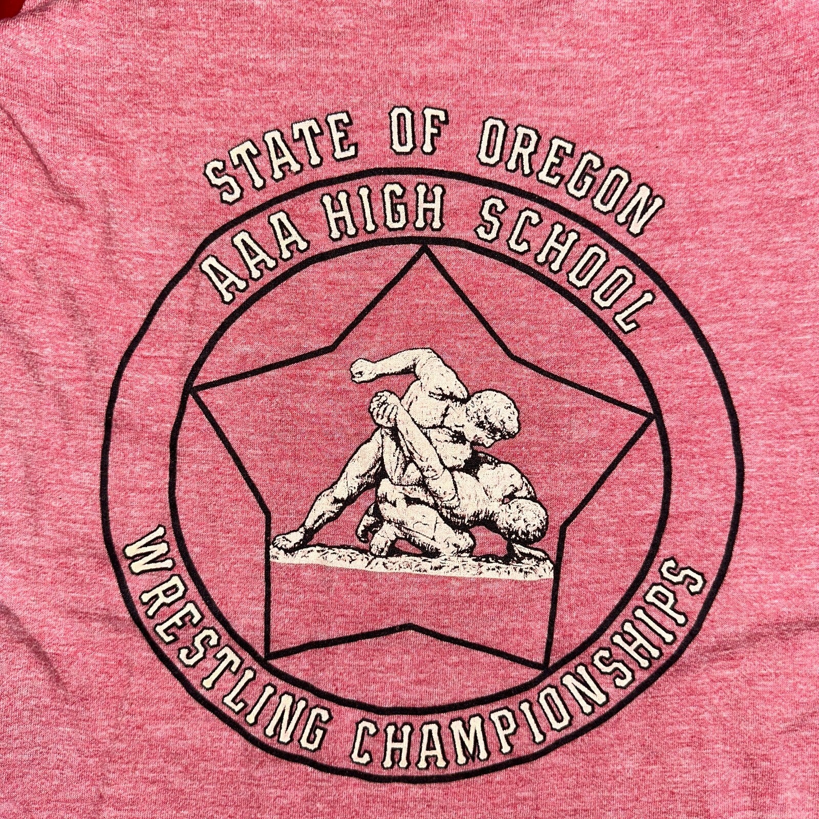 Oregon Champion Wrestling Red VTG T Shirt Raglan Single Stitch High School 80s