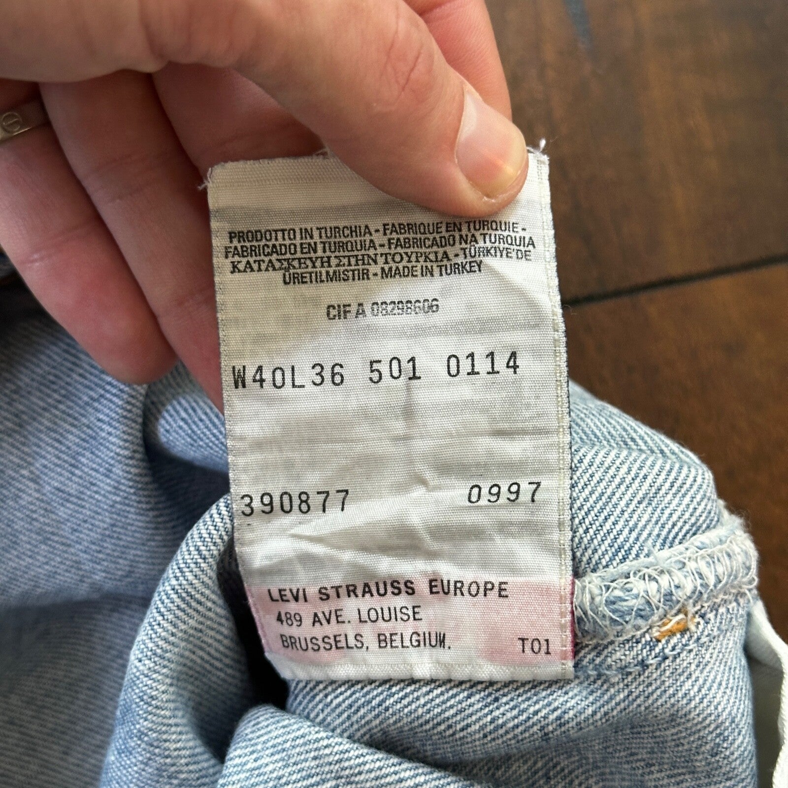 Levis 501 Vintage 90s Straight Leg XX Belgium Jeans 40x36 Light Wash Act 36x30