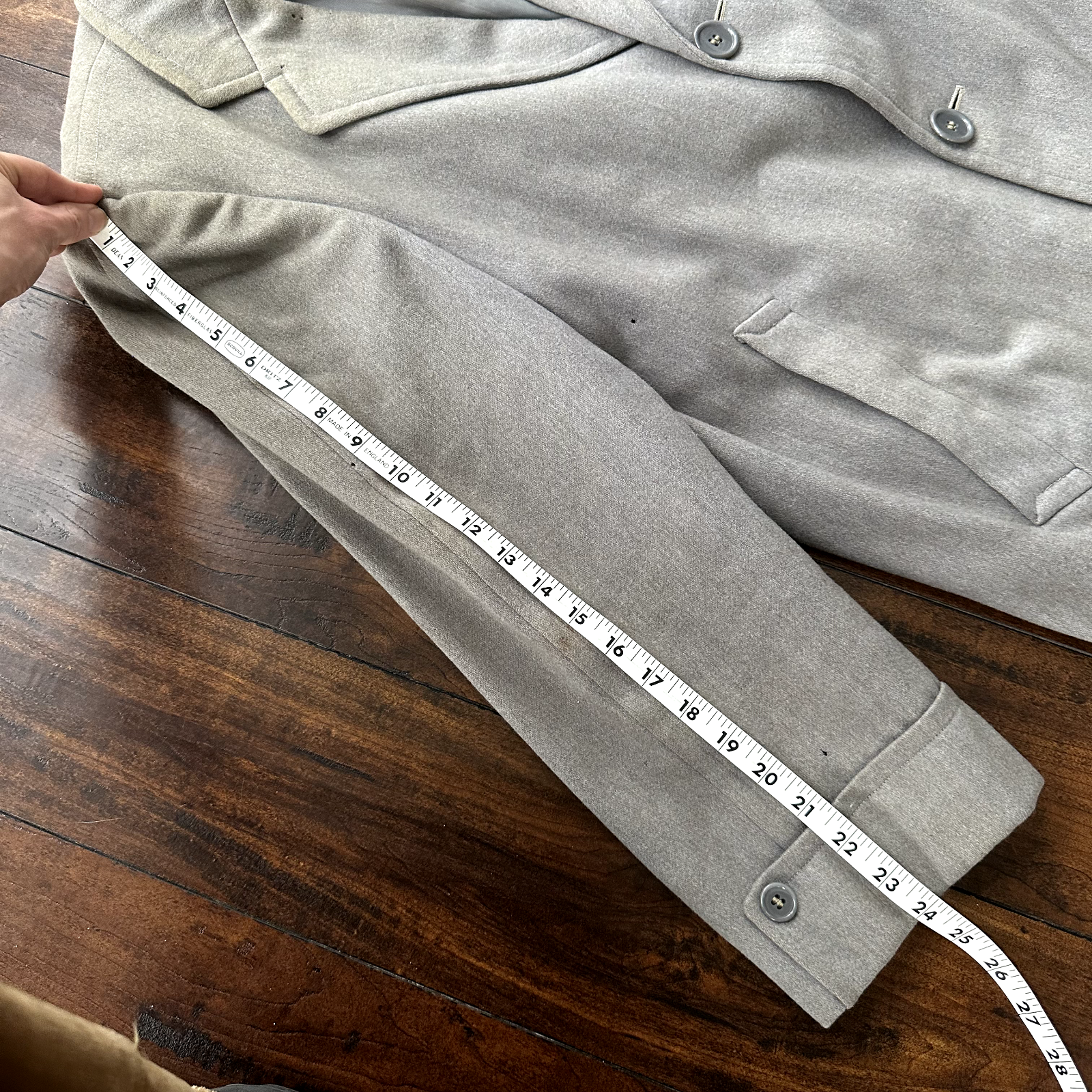 VTG 60s 50s Penneys Rockabilly Gray Wool Long Trench Coat Sz 40 Long Blazer