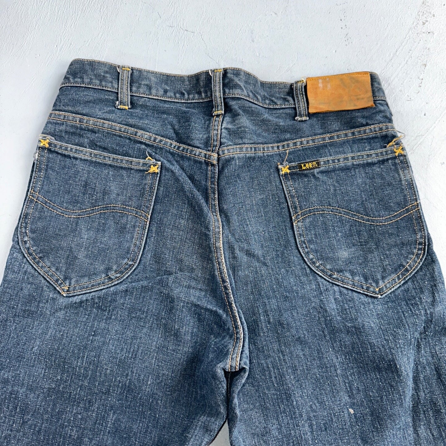 Lee VTG 70s Riders Denim Boot Cut Flare Jeans USA 33x35 Dark Wash Cowboy 1970s