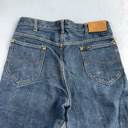 Lee VTG 70s Riders Denim Boot Cut Flare Jeans USA 33x35 Dark Wash Cowboy 1970s