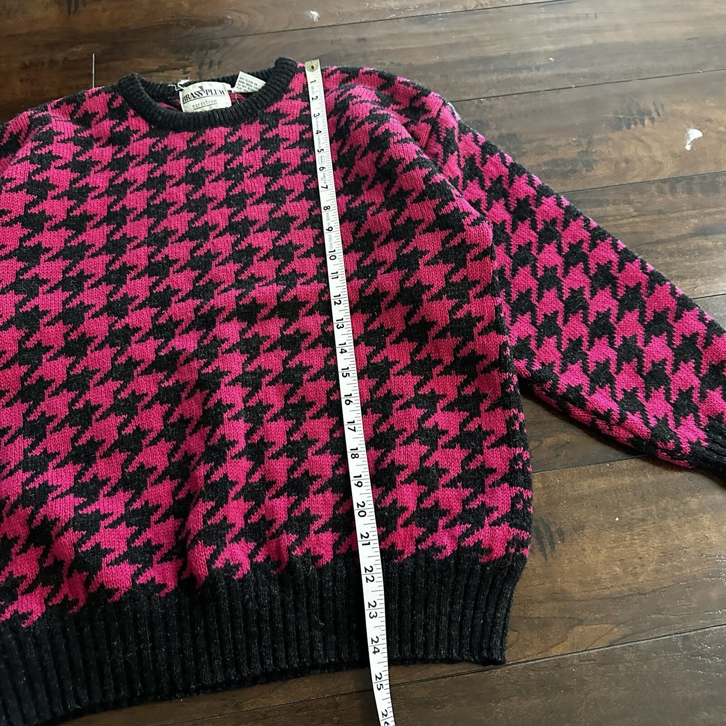 Nordstrom Vtg Brass Plum Womens Shetland Wool Aztec Knit Sweater Rockabilly 80s