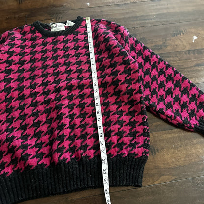 Nordstrom Vtg Brass Plum Womens Shetland Wool Aztec Knit Sweater Rockabilly 80s