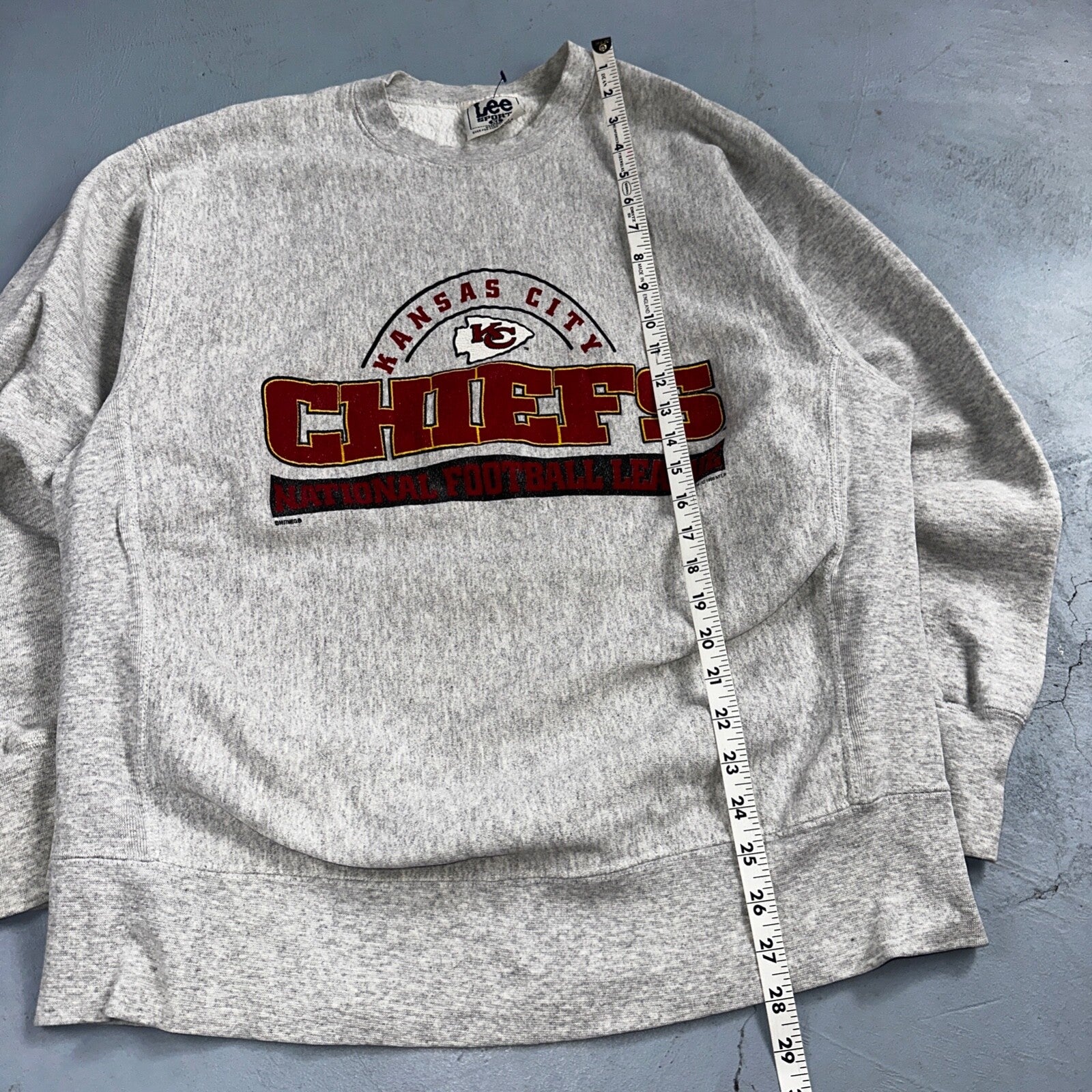 Lee Vintage NFL Kansas City Chiefs Crewneck KC Gray 90s XL USA Reverse Weave