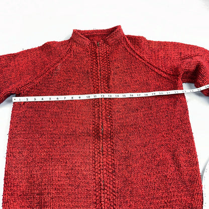 VTG Sweater Mens L Red Cable Knit Ribbed Full Zip 1950s Rockabilly Talon Rare