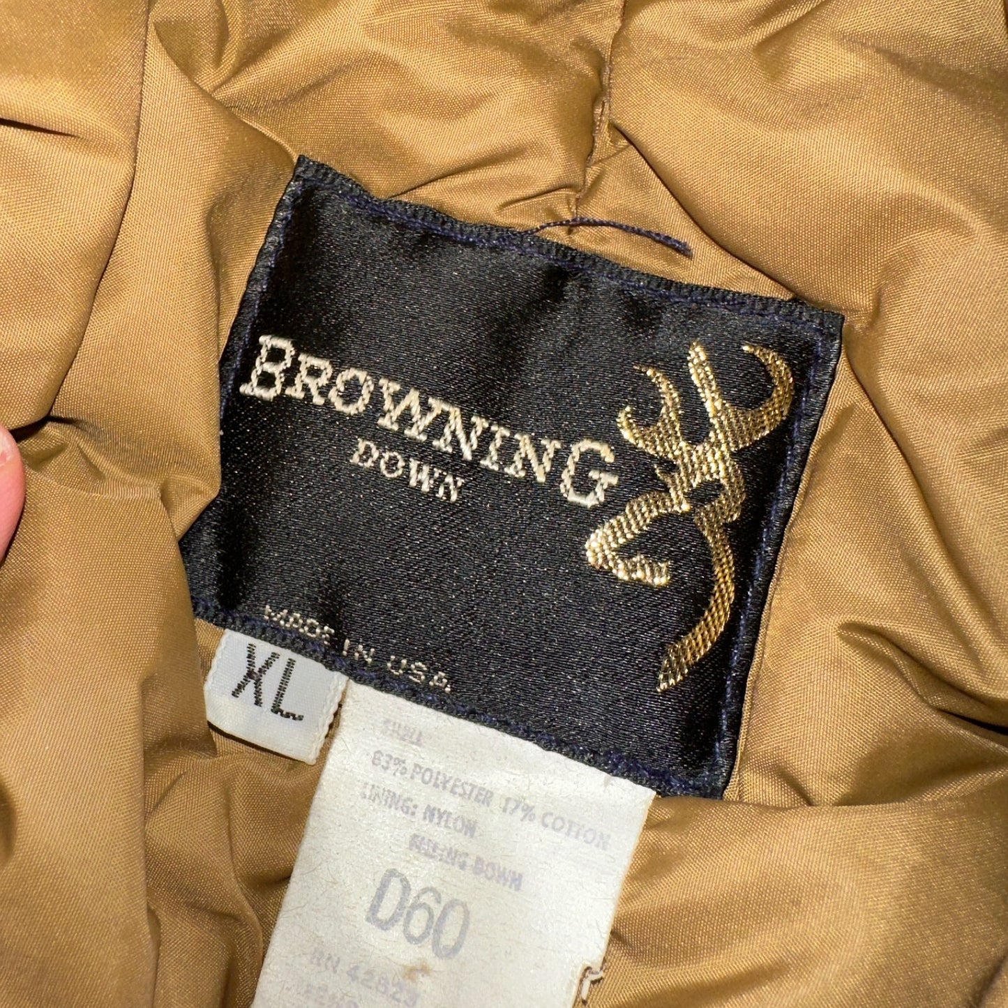 Vintage Browning Down Trapper Hunting Hat XL Camo Fur Lined Ear Flaps USA D60