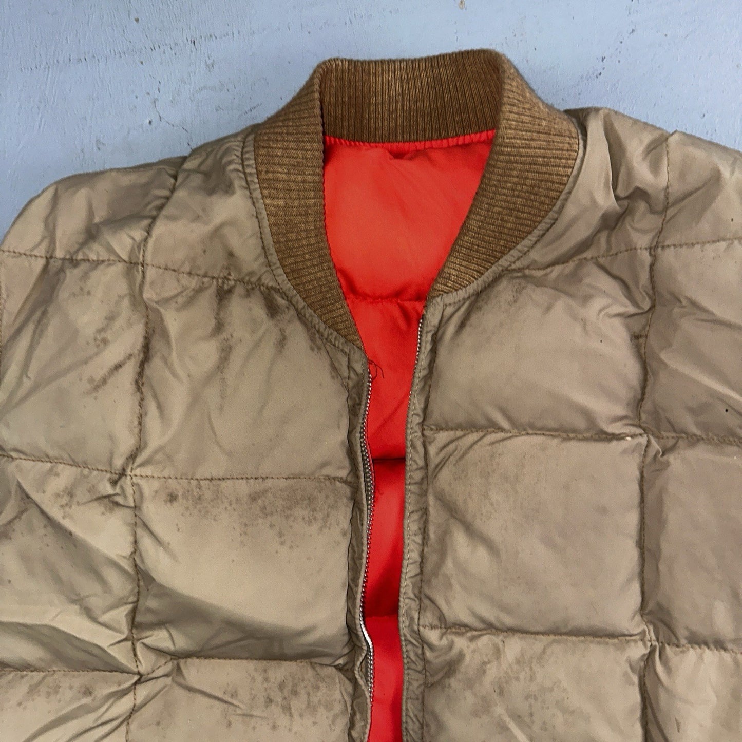 Vtg Pioneer Sportswear M 60s Union Reversible Tan Blaze Orange Canada Down Vest