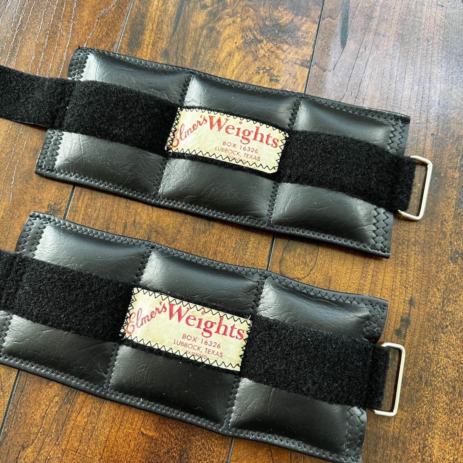 Elmer's Ankle Wrist Weights 3 lb Each 2 Vintage Black Leather Made in USA 1950s