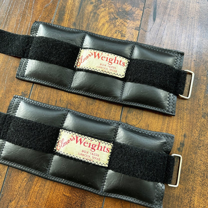 Elmer's Ankle Wrist Weights 3 lb Each 2 Vintage Black Leather Made in USA 1950s