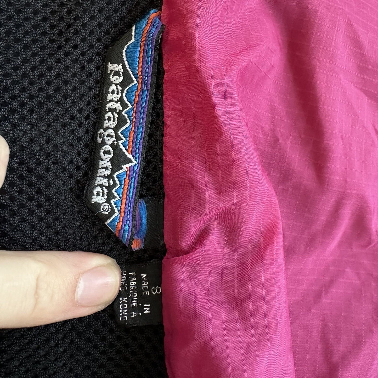 Patagonia Womens Jacket Black Pockets Nylon Logo Zip 8 Vtg Hiking Outdoors