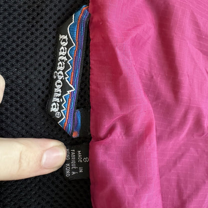 Patagonia Womens Jacket Black Pockets Nylon Logo Zip 8 Vtg Hiking Outdoors