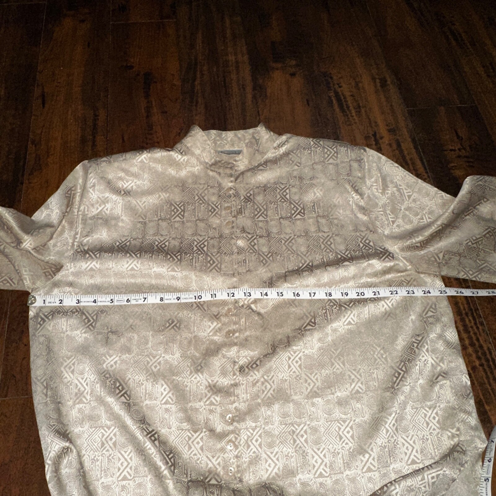 Vintage Christie & Jill Brown Print Button Down Shirt Top Blouse Women Size XL