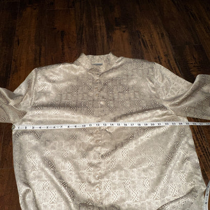 Vintage Christie & Jill Brown Print Button Down Shirt Top Blouse Women Size XL