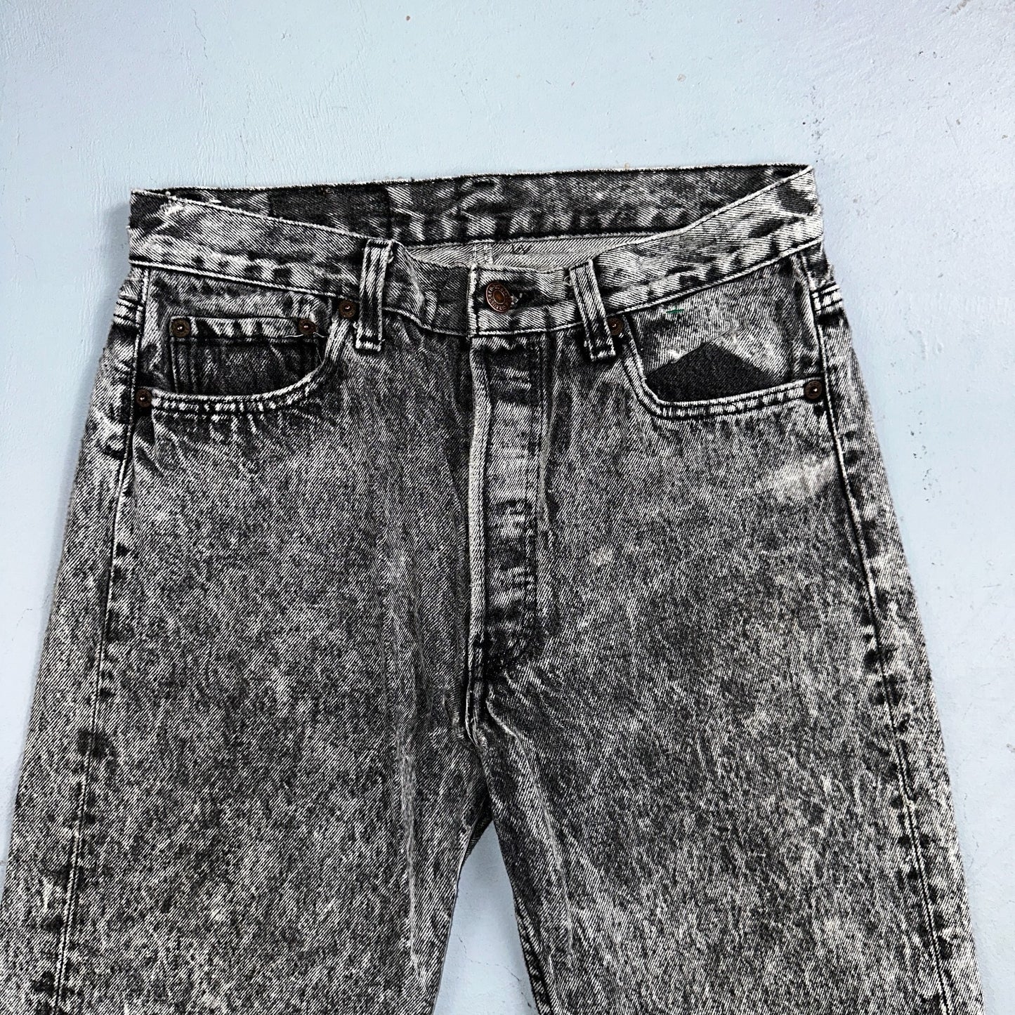 Levis 501 Vintage 90s USA XX Straight Leg Jeans Black Acid Wash 30x32 Act 28x31