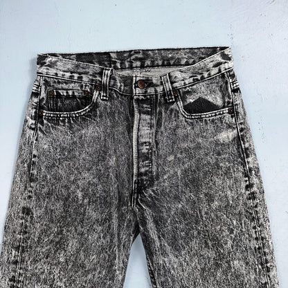 Levis 501 Vintage 90s USA XX Straight Leg Jeans Black Acid Wash 30x32 Act 28x31
