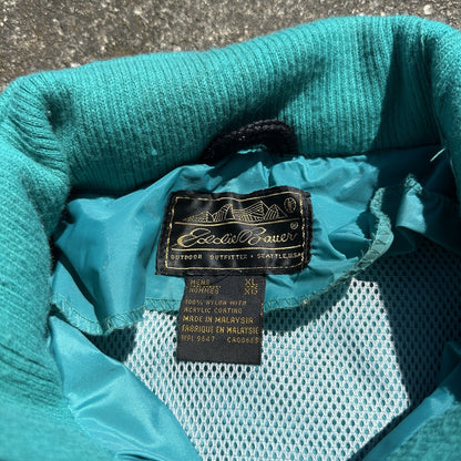 Eddie Bauer XL Blue Rain Jacket Mens Full Zip Outdoor Hike Vintage 1990s 90s