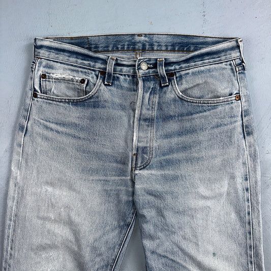 Levis 501 Vintage 80s Redline Selvedge USA XX Jeans Light Wash 524 Act 32x27