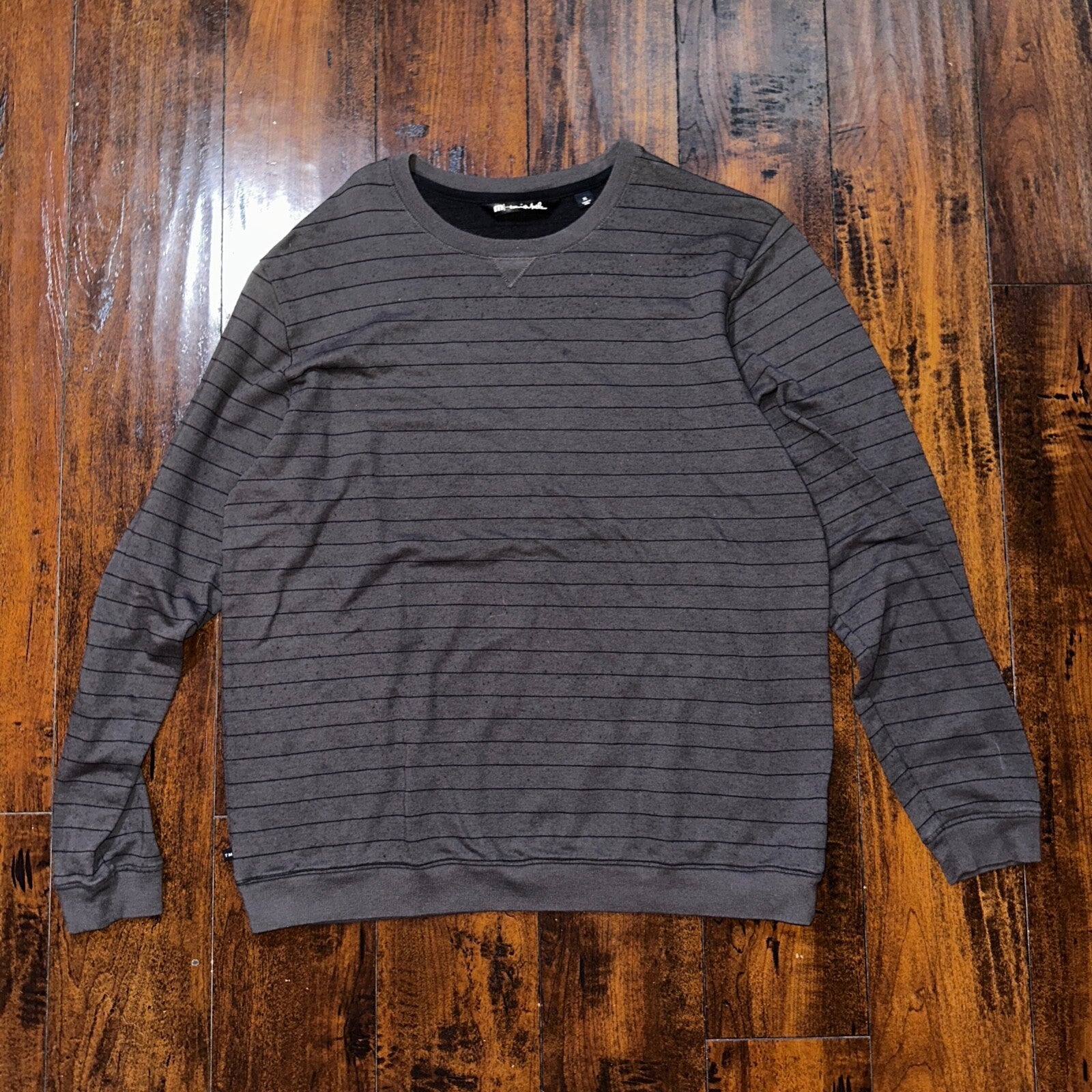 Travis Mathew Sweater Adult XL Gray Striped Long Sleeve Crew Lightweight