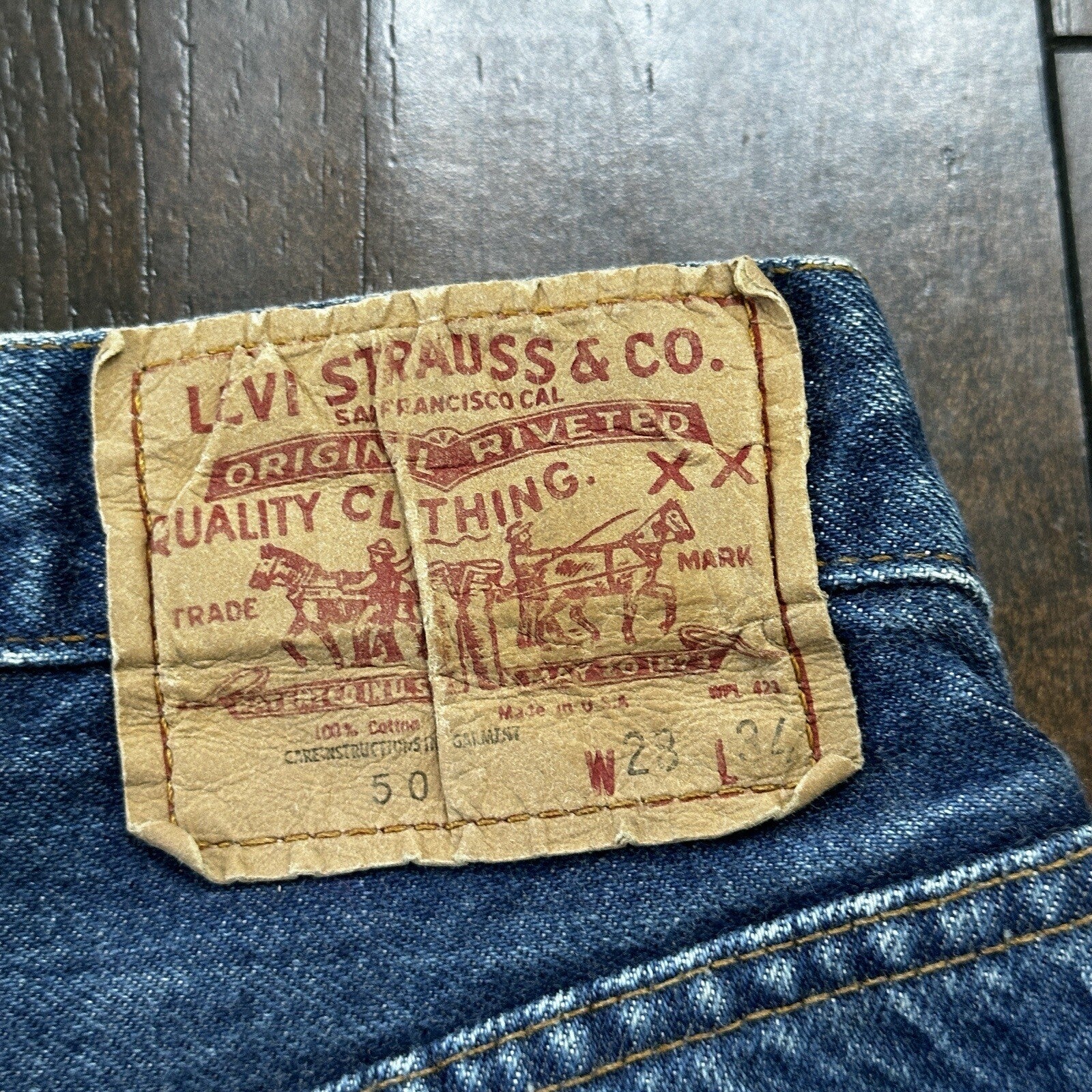 Levis Vintage 80s Redline Selvedge USA 501 XX Jeans 66 70s Dark 28x34 Act 24x25