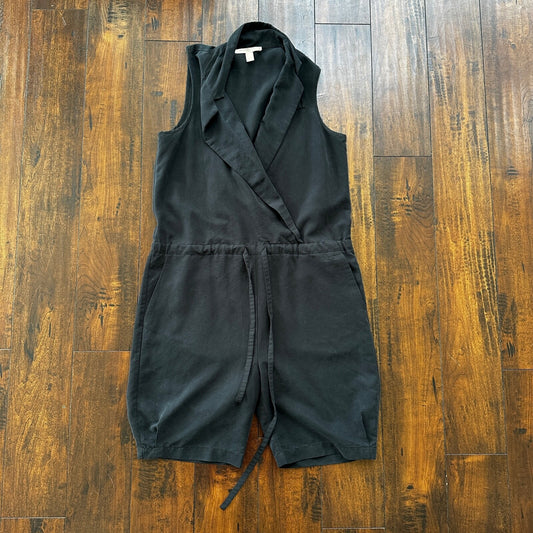 Forever 21 Simple Basic Pattern Romper In White Size L Charcoal Grey/Black