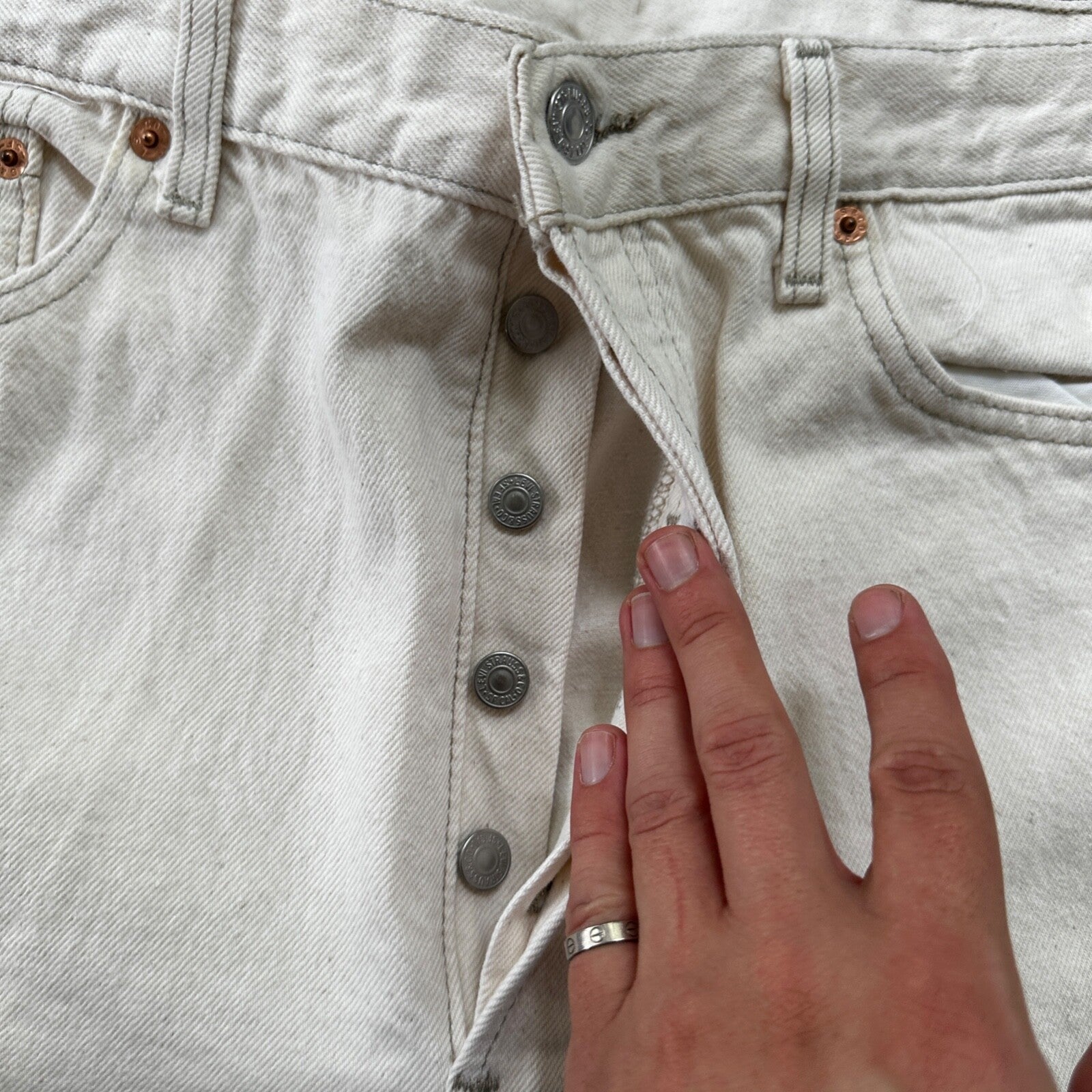 VTG 90s Levis 501 Button Fly 36x32 USA Tag Jeans Straight White XX Act 32x31