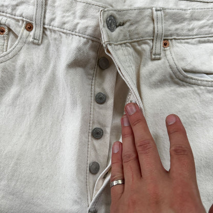 VTG 90s Levis 501 Button Fly 36x32 USA Tag Jeans Straight White XX Act 32x31