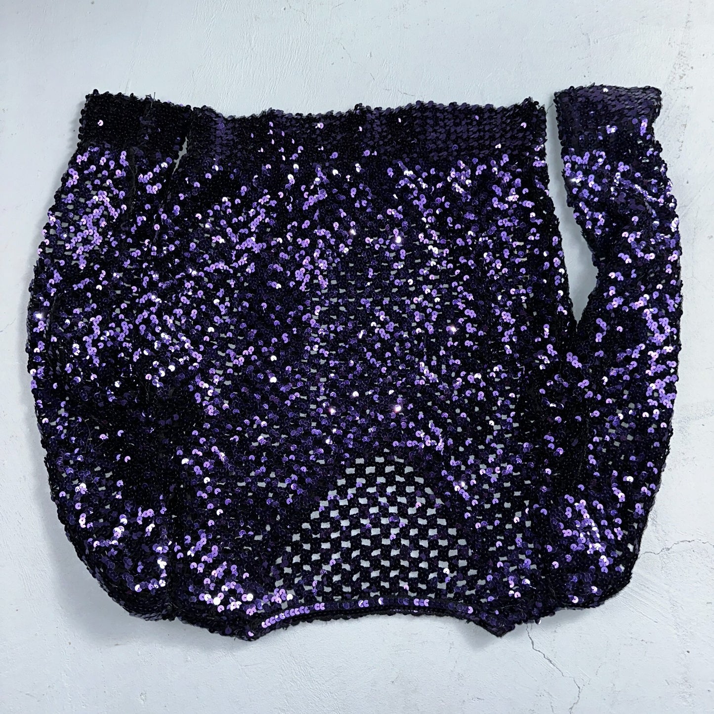 Partique Purple Sequin Disco Glam Party Studio 54 Long Sleeve Shirt Top 6 Dance