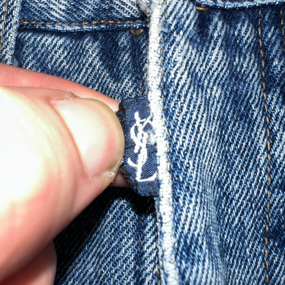 Vintage YSL Yves Saint Laurent Blue Denim Jeans Size 26x31 90s Womens Straight