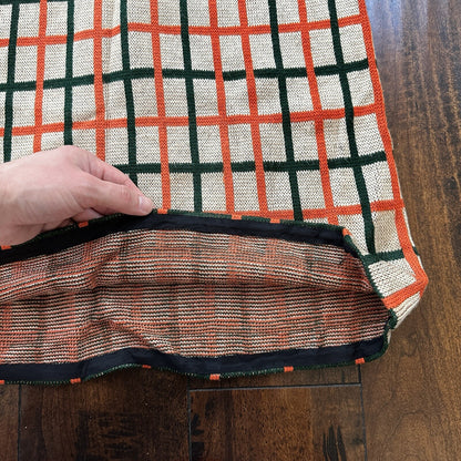 Silverworm Vintage Rockabilly Orange Green Dress Sweater 1960s 60s Checker