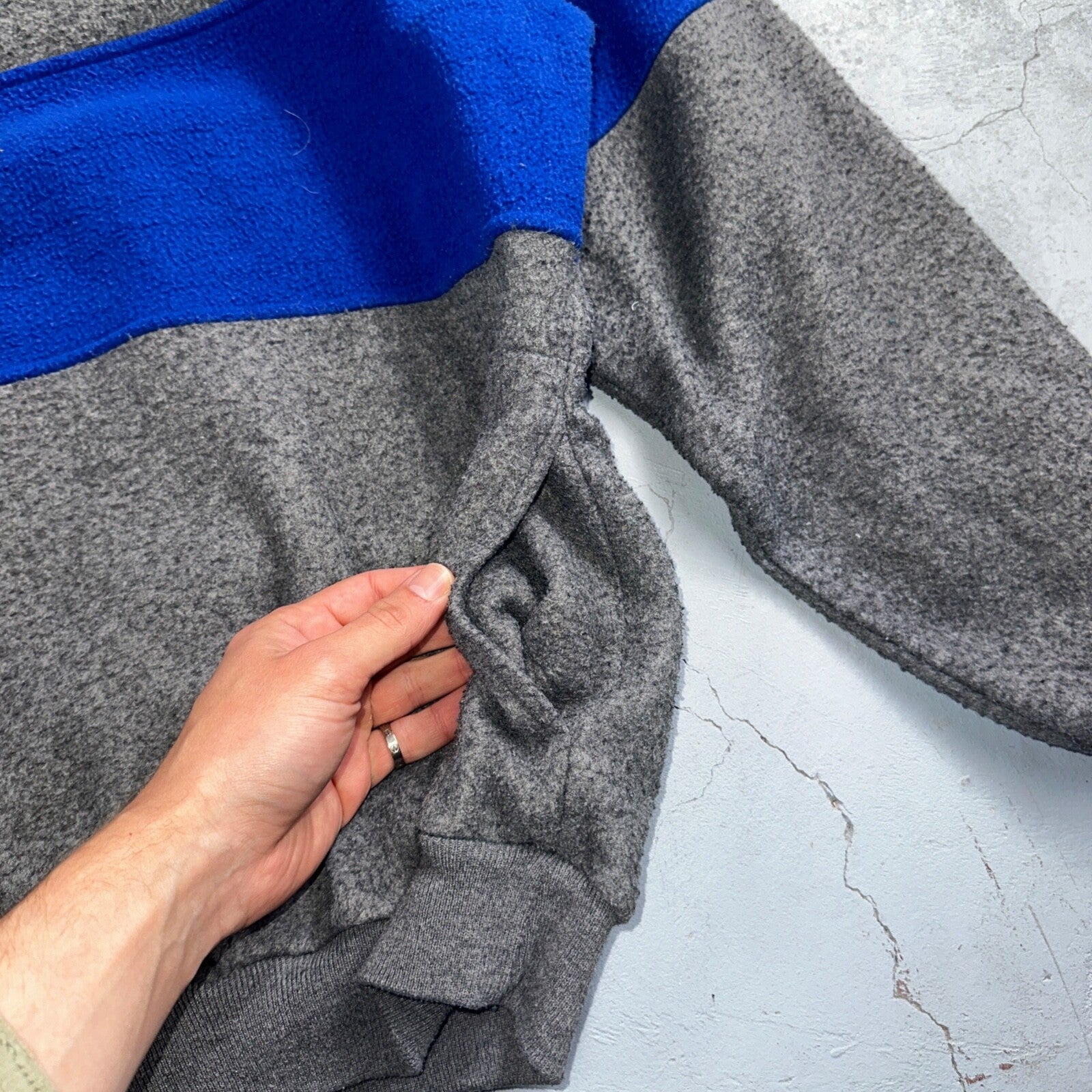 Boss 90s Quarter Zip Fleece Sweater Sweatshirt Jumper Grey Blue 1990s VTG Cool