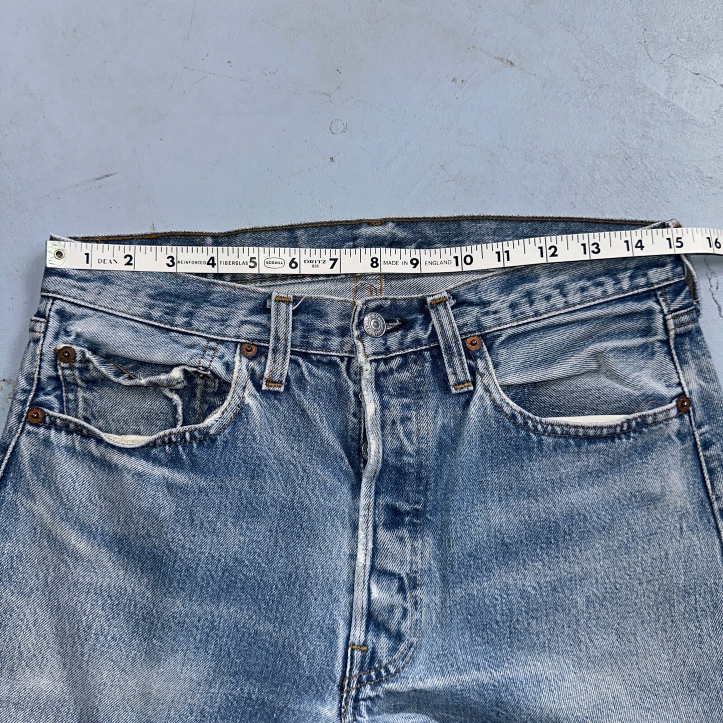 Levis 501 Vintage 80s Redline Selvedge USA XX Jeans Light Wash 33x40 Act 30x34