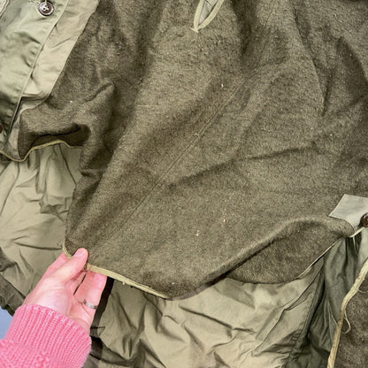 1950 US Army OD-7 Overcoat Cotton No Liner Korean War Trench Coat Belted OG 107