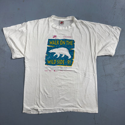 Nike Walk On The Wild Side 90s VTG T Shirt 1991 Polar Bear Animals PDX Oregon